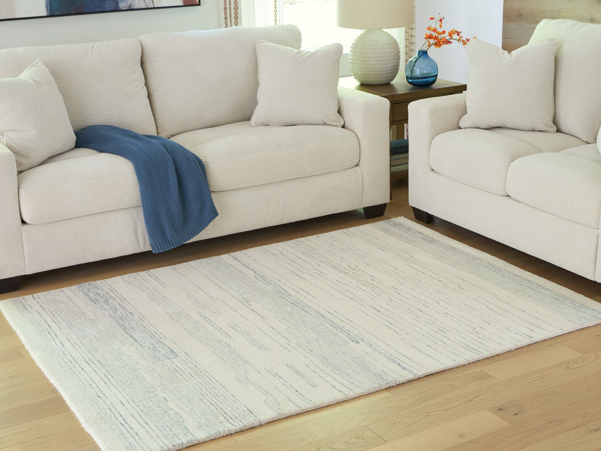 Genemost Ivory/Blue Medium Rug by Ashley at Eve Furniture