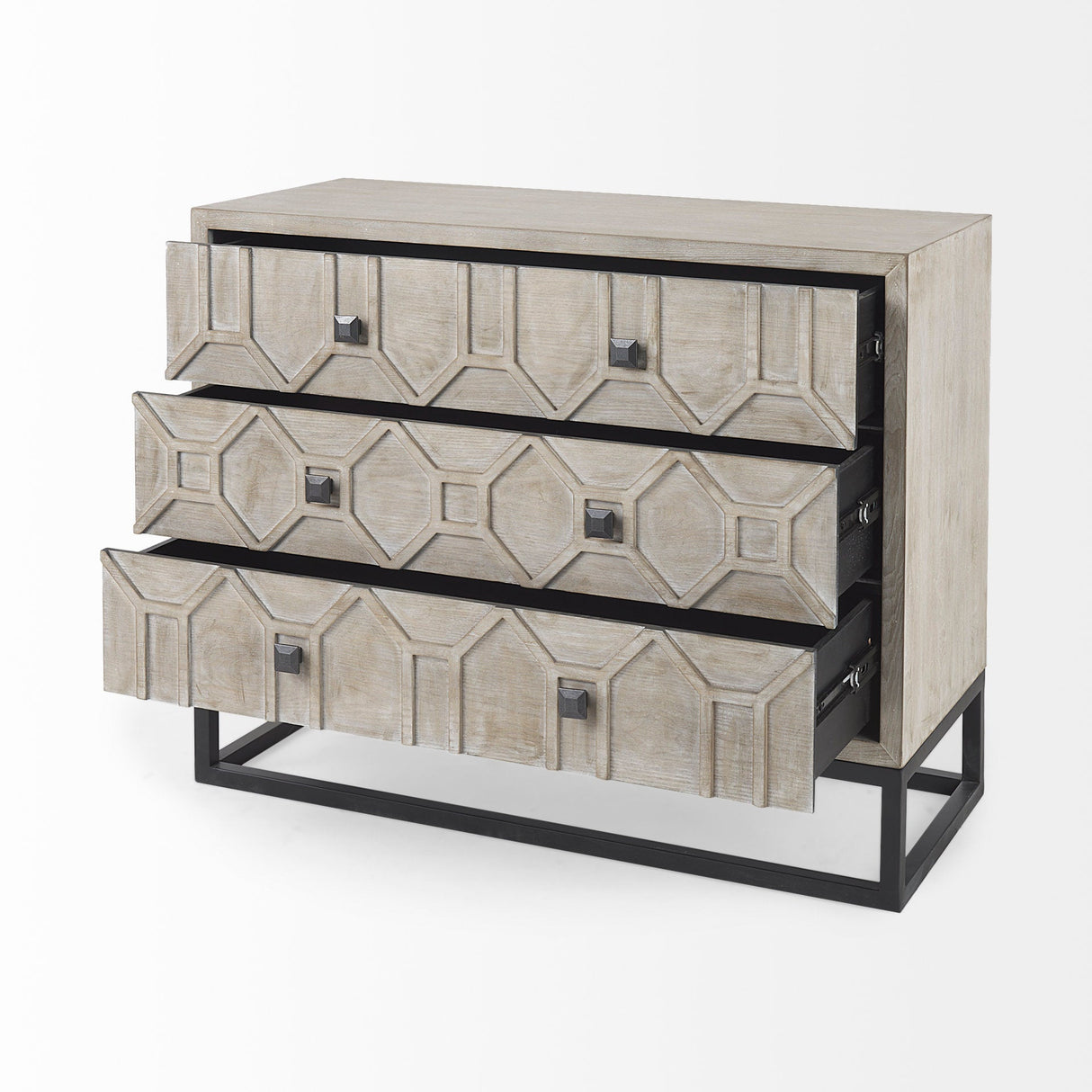 Genevieve I 39L x 16W Light Brown Fir Veneer 3 Drawer Accent Cabinet by Mercana at Eve Furniture