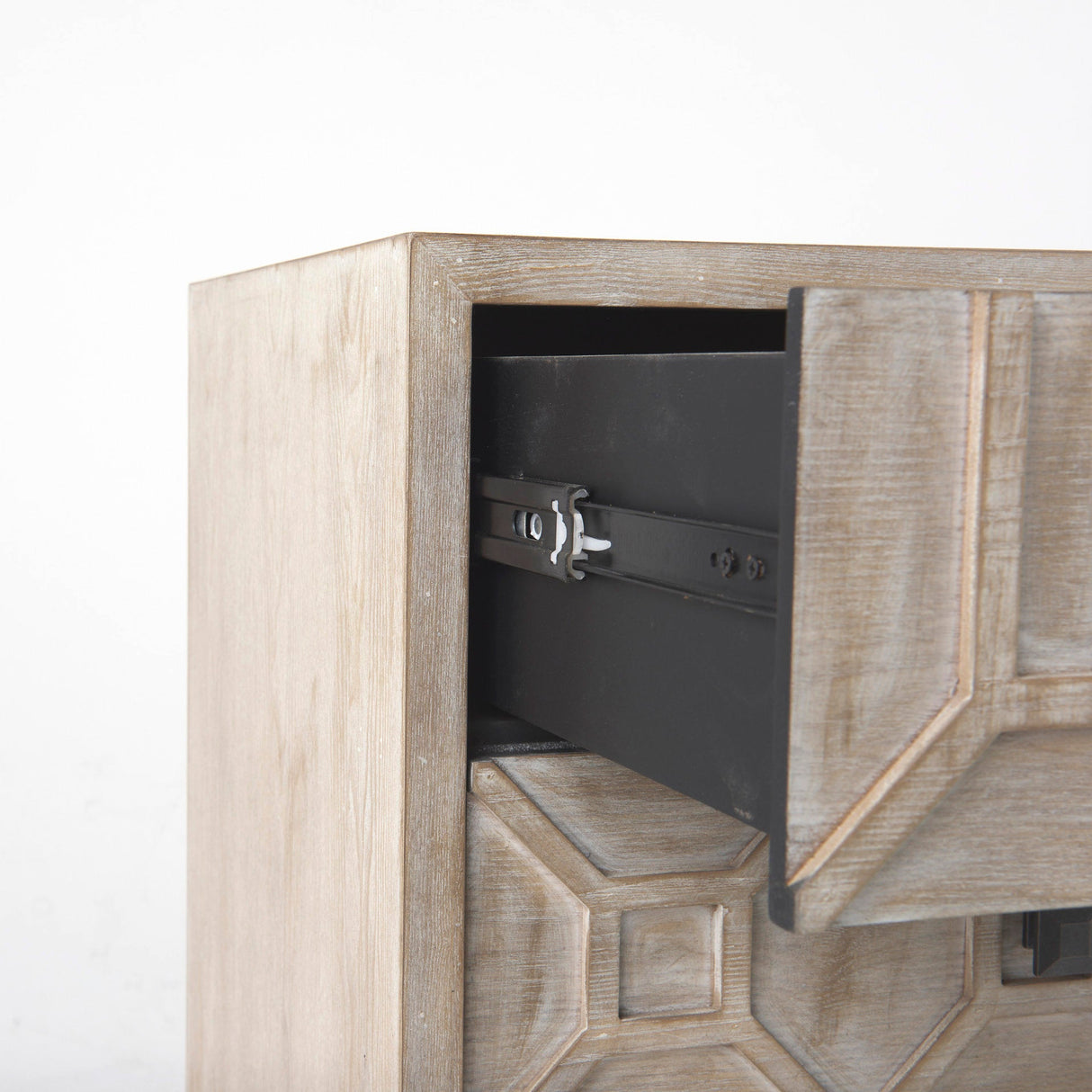 Genevieve I 39L x 16W Light Brown Fir Veneer 3 Drawer Accent Cabinet by Mercana at Eve Furniture