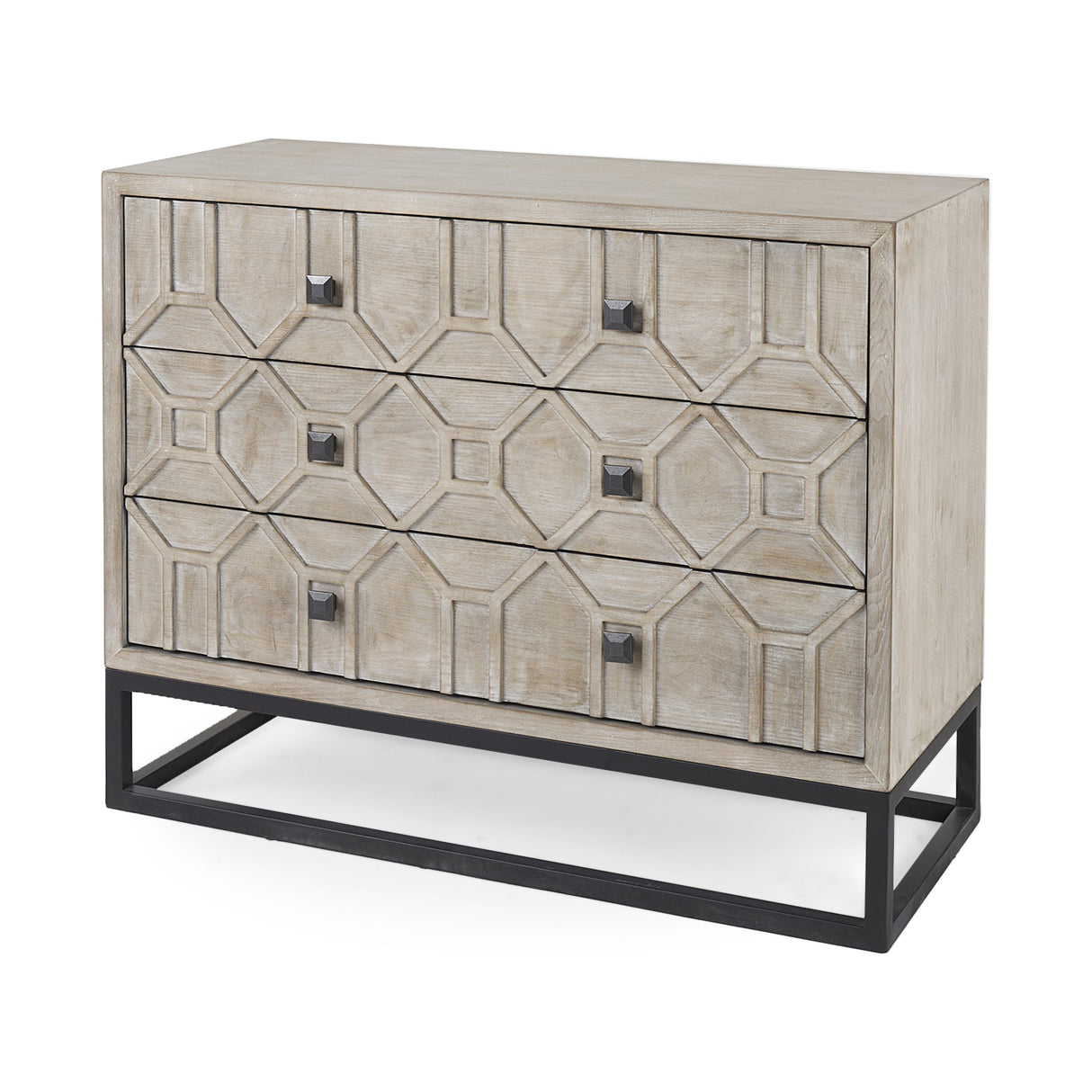 Genevieve I 39L x 16W Light Brown Fir Veneer 3 Drawer Accent Cabinet by Mercana at Eve Furniture