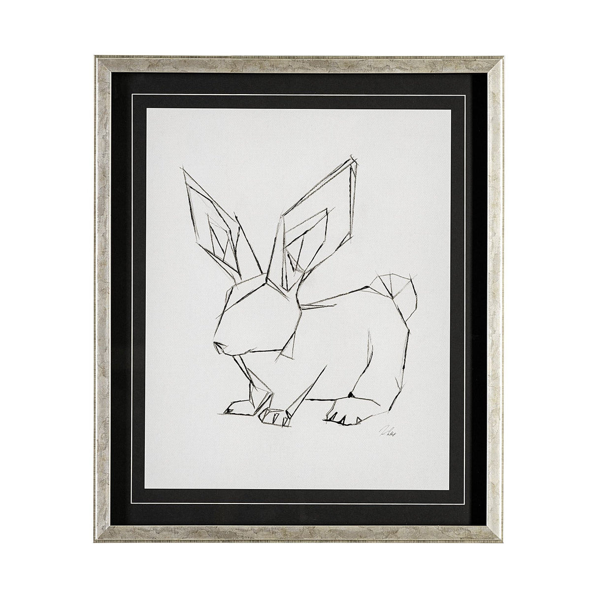 Geo Bunny by Mercana Studio a Hand Embellished Textured Framed Art Print Matted under Glass by Mercana at Eve Furniture