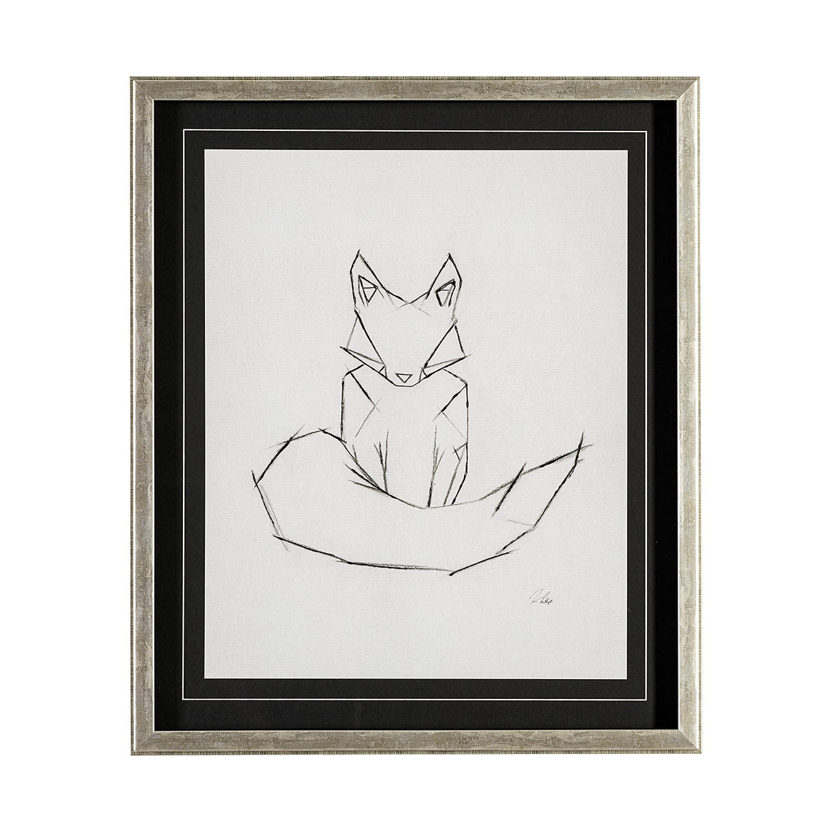 Geo Fox by Mercana Studio a Hand Embellished Textured Framed Art Print Matted under Glass by Mercana at Eve Furniture