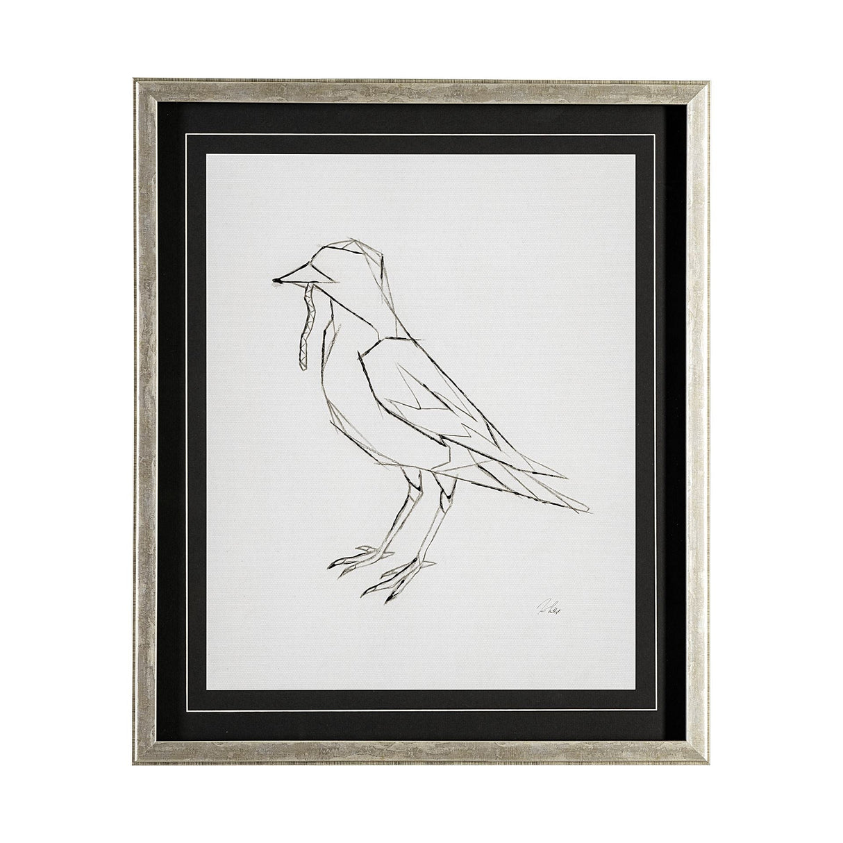 Geo Robin by Mercana Studio a Hand Embellished Textured Framed Art Print Matted under Glass by Mercana at Eve Furniture