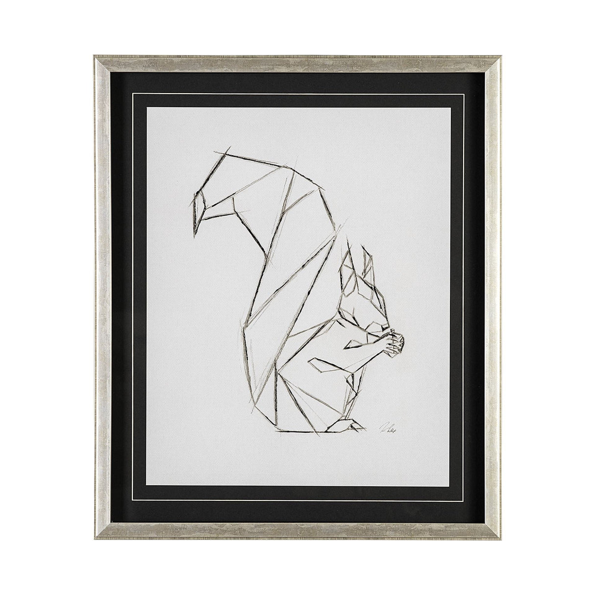Geo Squirrrel by Mercana Studio a Hand Embellished Textured Framed Art Print Matted under Glass by Mercana at Eve Furniture