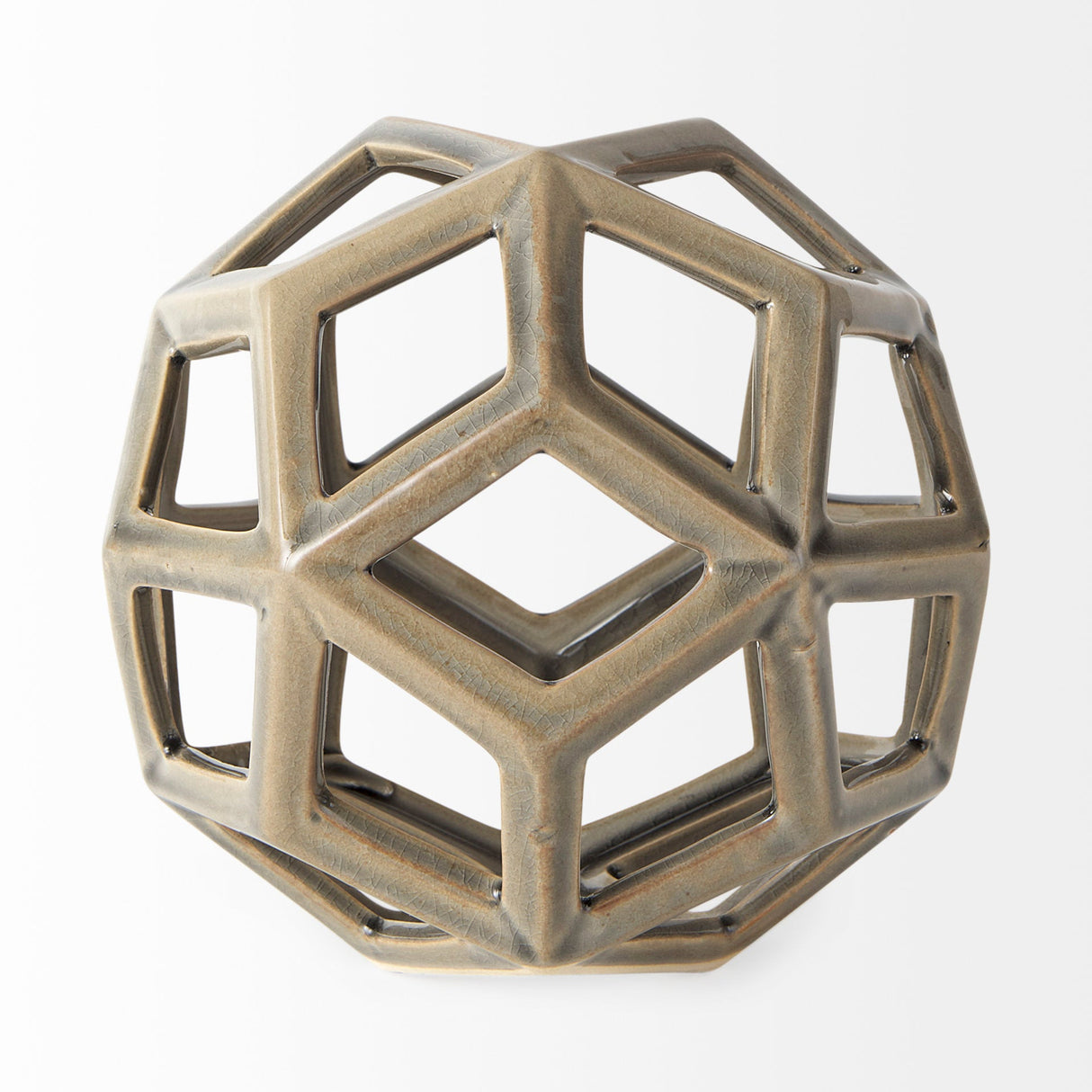 Geom 7.1L x 7.1W x 7.1H Tan Ceramic Geometric Object by Mercana at Eve Furniture