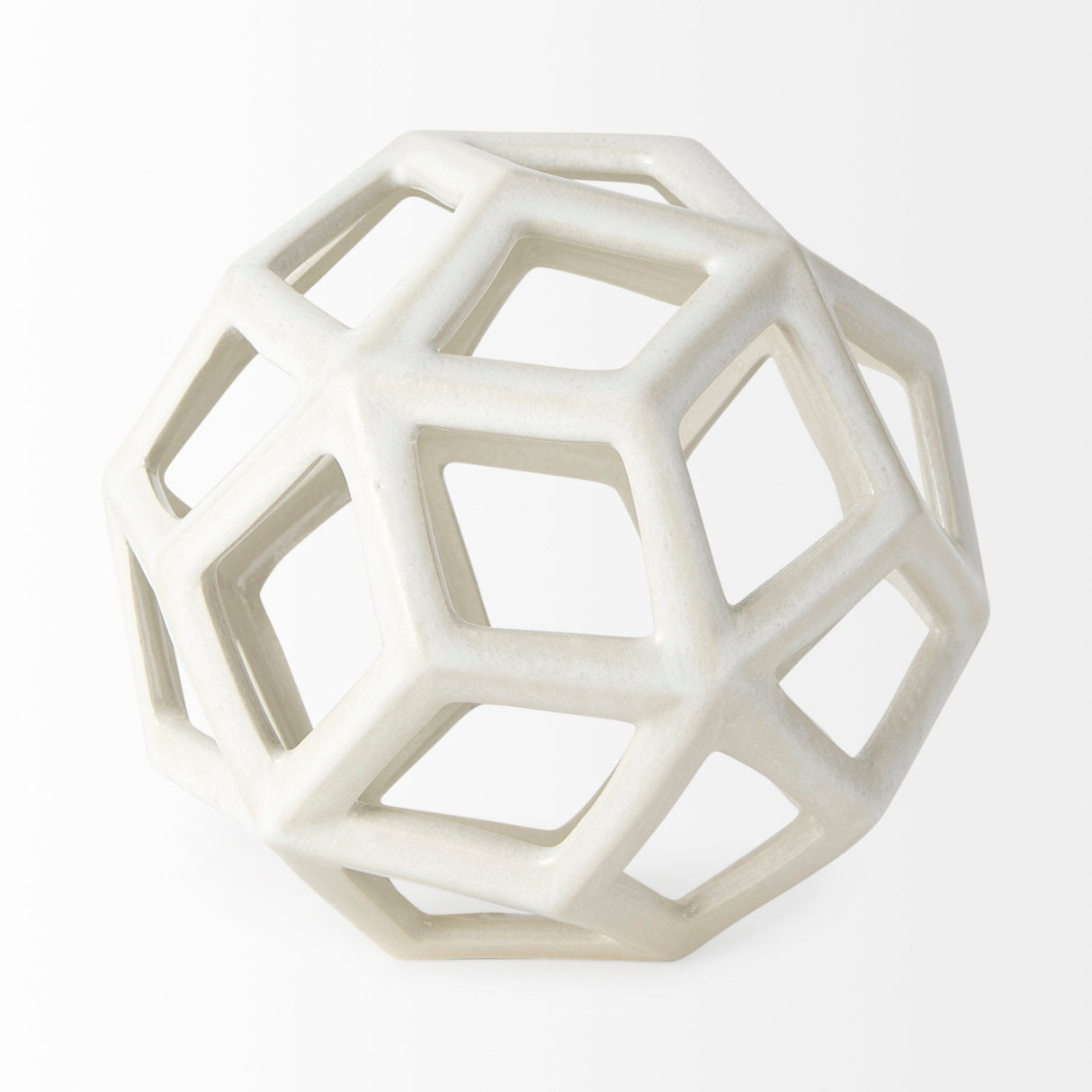 Geom 7.1L x 7.1W x 7.1H White Ceramic Geometric Object by Mercana at Eve Furniture