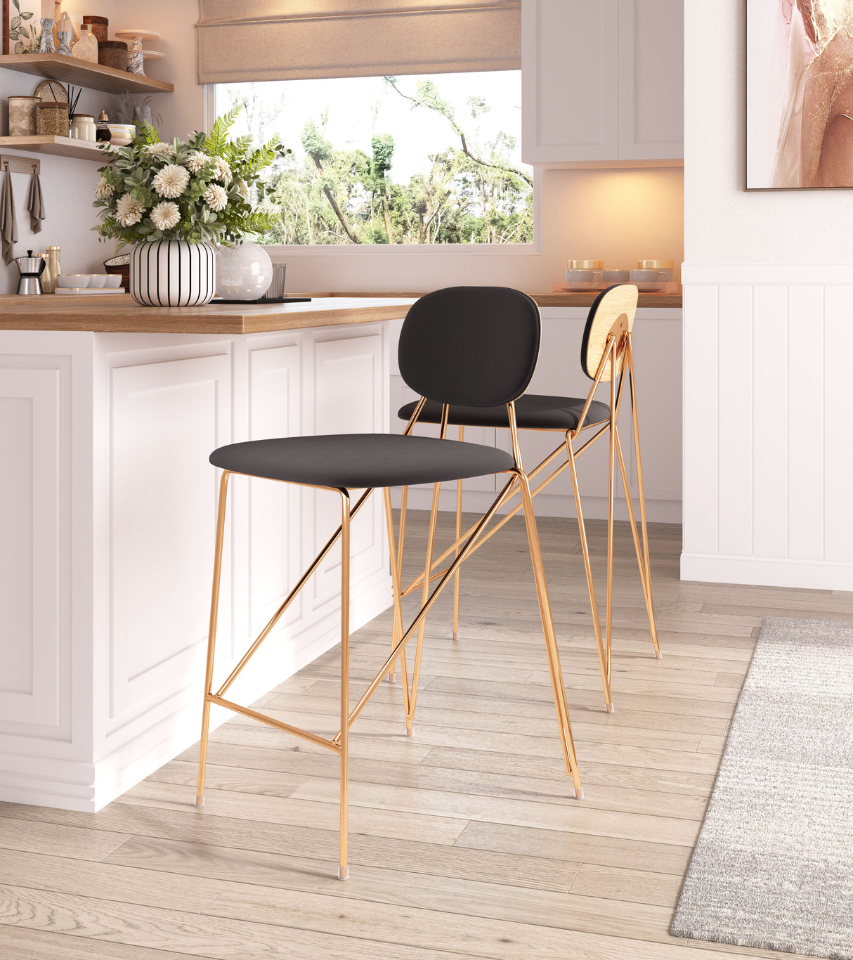 Georges Gray & Gold Counter Stool (Set of 2) by Zuomod at Eve Furniture