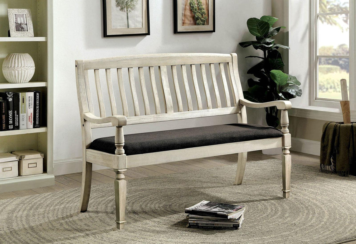 Georgia Antique White/Gray Loveseat Bench by Furniture of America at Eve Furniture