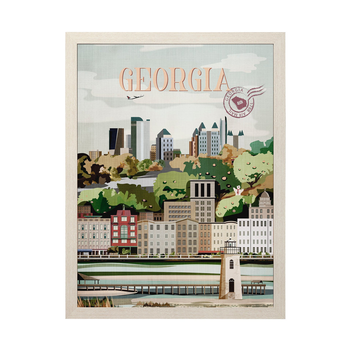 Georgia Go USA (L) by Mercana Studio a Hand Embellished Decograph Framed Art Print by Mercana at Eve Furniture