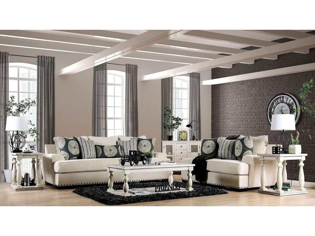 Germaine Ivory Stationary Sofa & Loveseat by Furniture of America at Eve Furniture