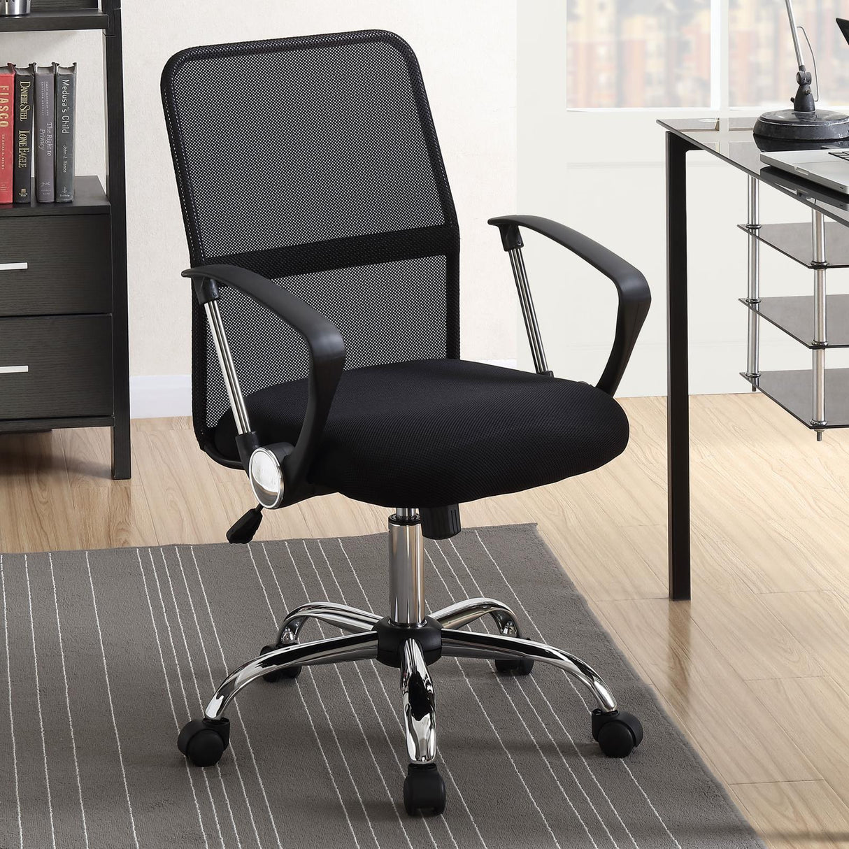 Gerta Black/Chrome Office Chair with Mesh Backrest by Coaster at Eve Furniture