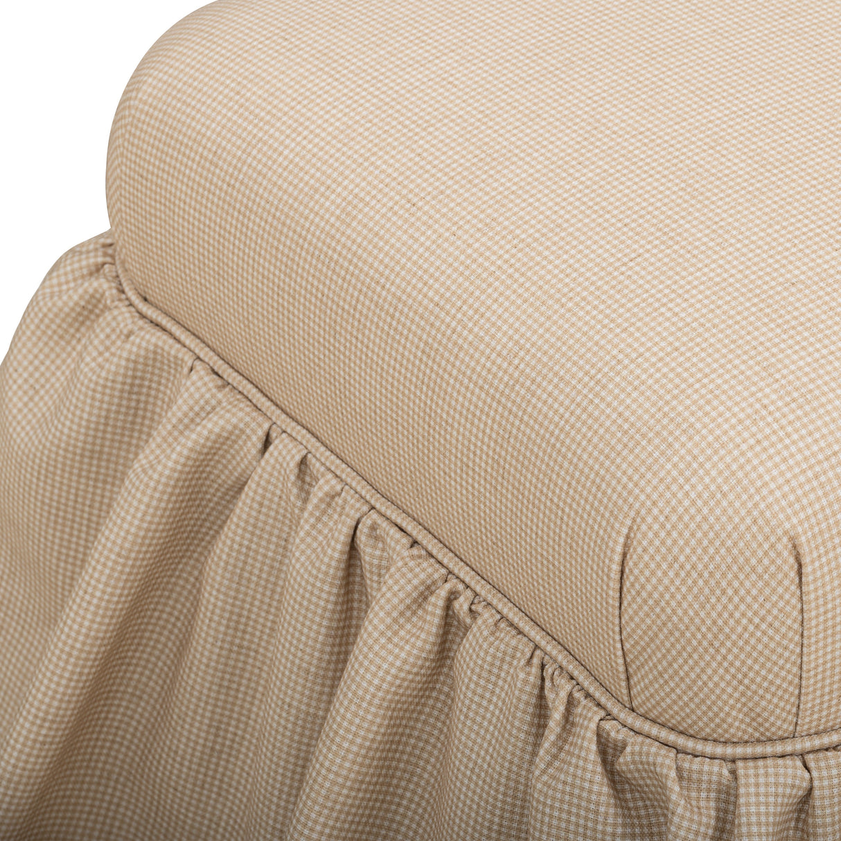Gertrude Checkered Yellow Performance Linen Skirted Ottoman by TOV Furniture at Eve Furniture