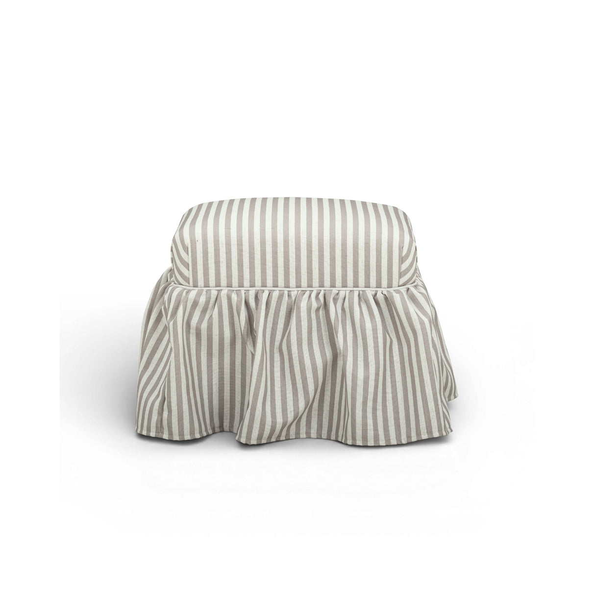 Gertrude Striped Performance Linen Skirted Ottoman by TOV Furniture at Eve Furniture