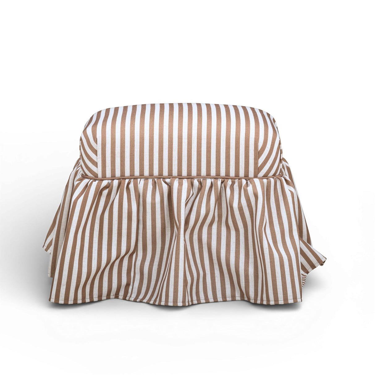 Gertrude Striped Performance Linen Skirted Ottoman by TOV Furniture at Eve Furniture