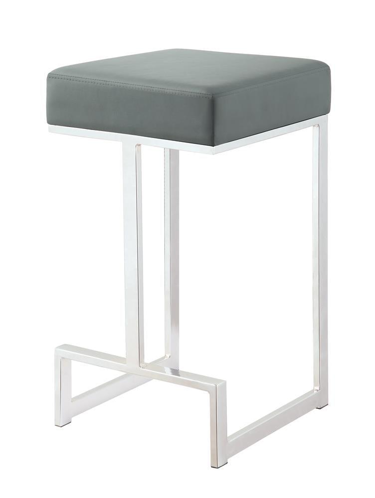 Gervase Gray/Chrome Square Counter Height Stool by Coaster at Eve Furniture