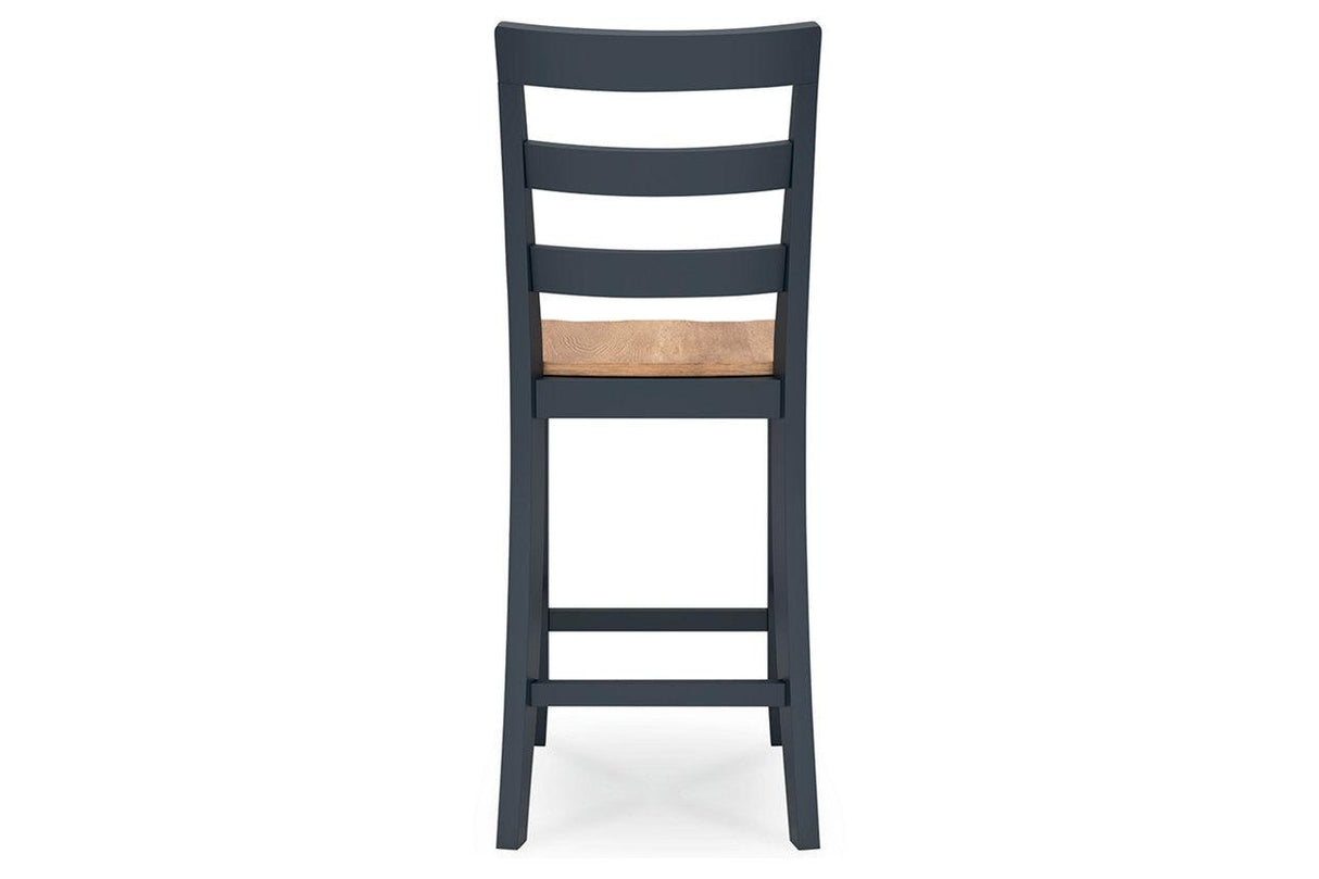 Gesthaven Natural/Blue Counter Height Dining Table and 2 Barstools by Ashley at Eve Furniture