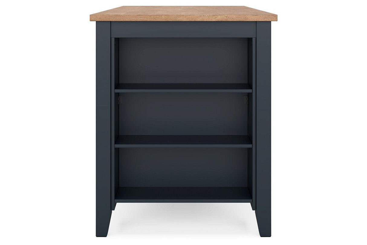 Gesthaven Natural/Blue Counter Height Dining Table and 2 Barstools by Ashley at Eve Furniture