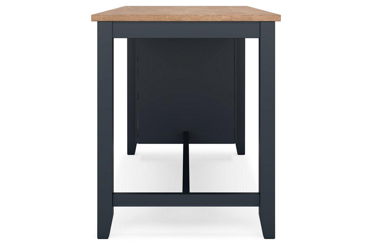 Gesthaven Natural/Blue Counter Height Dining Table and 2 Barstools by Ashley at Eve Furniture