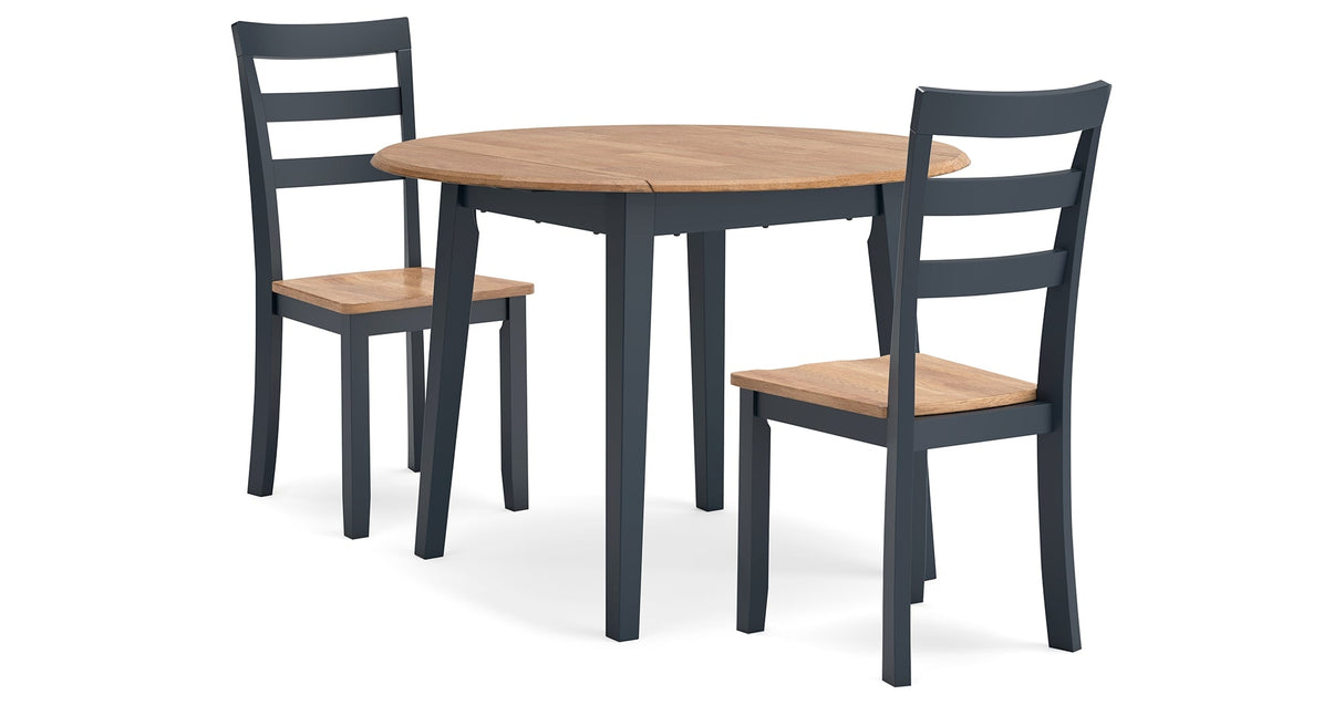 Gesthaven Natural/Blue Dining Table and 2 Chairs by Ashley at Eve Furniture