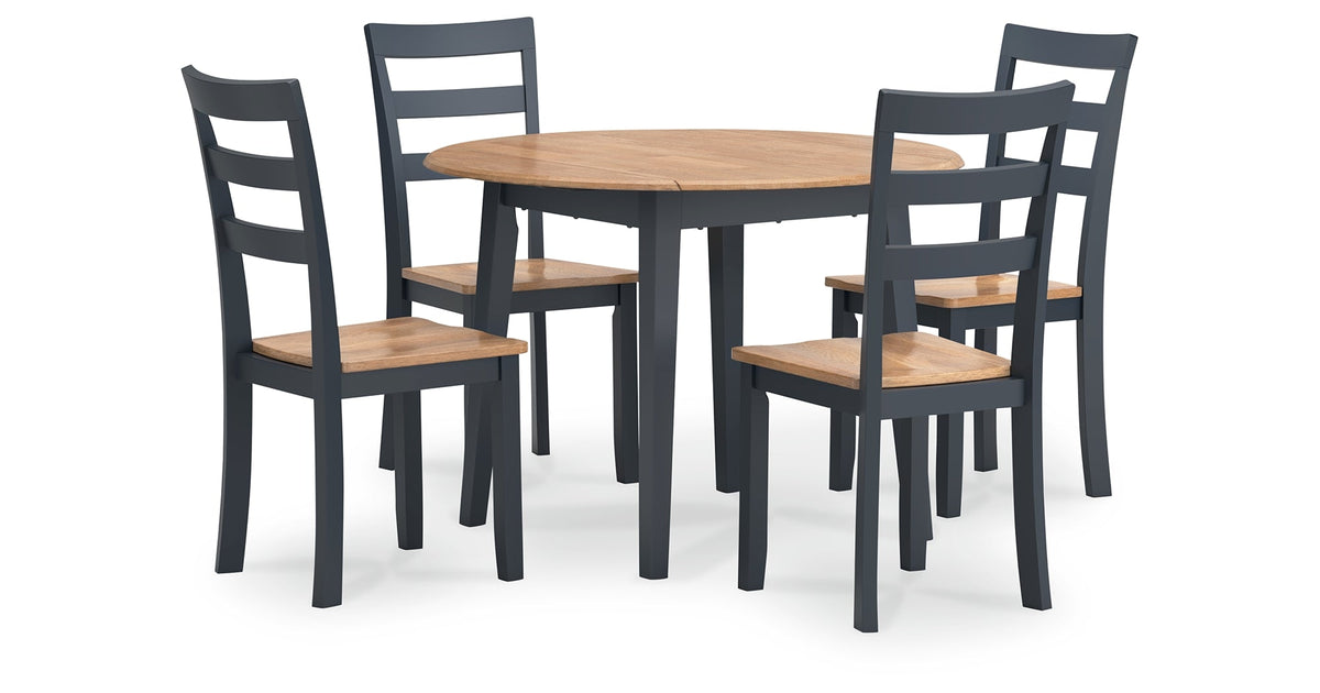 Gesthaven Natural/Blue Dining Table and 4 Chairs by Ashley at Eve Furniture