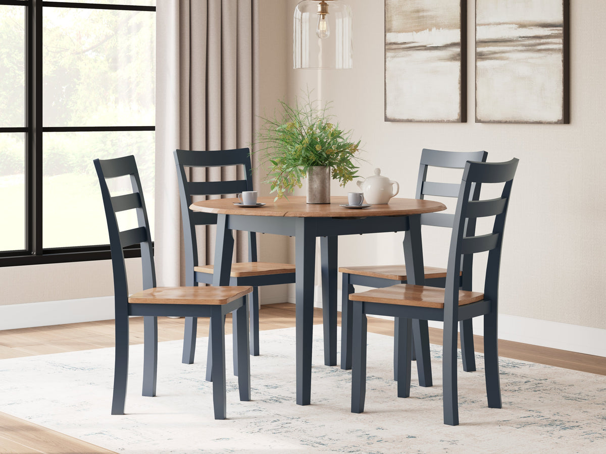 Gesthaven Natural/Blue Dining Table and 4 Chairs by Ashley at Eve Furniture