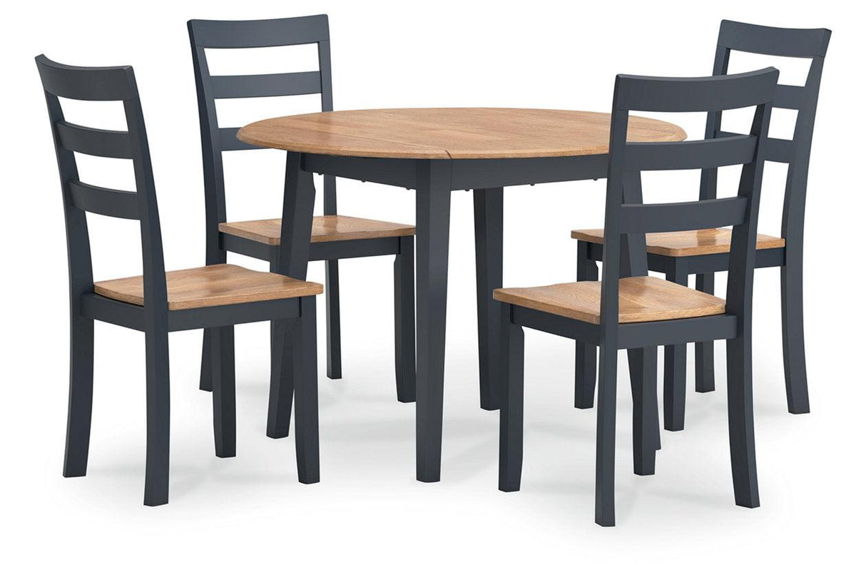Gesthaven Natural/Blue Dining Table and 4 Chairs by Ashley at Eve Furniture