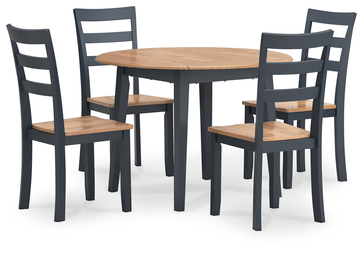 Gesthaven Natural/Blue Dining Table and 4 Chairs by Ashley at Eve Furniture