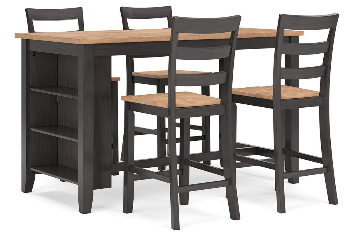 Gesthaven Natural/Brown Counter Height Dining Table and 4 Barstools by Ashley at Eve Furniture