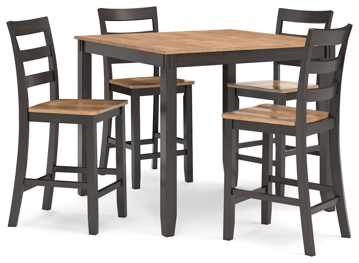 Gesthaven Natural/Brown Counter Height Dining Table and 4 Barstools by Ashley at Eve Furniture