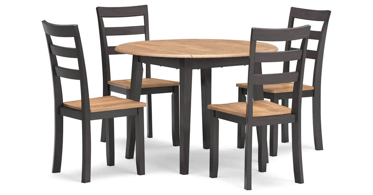 Gesthaven Natural/Brown Dining Table and 4 Chairs by Ashley at Eve Furniture