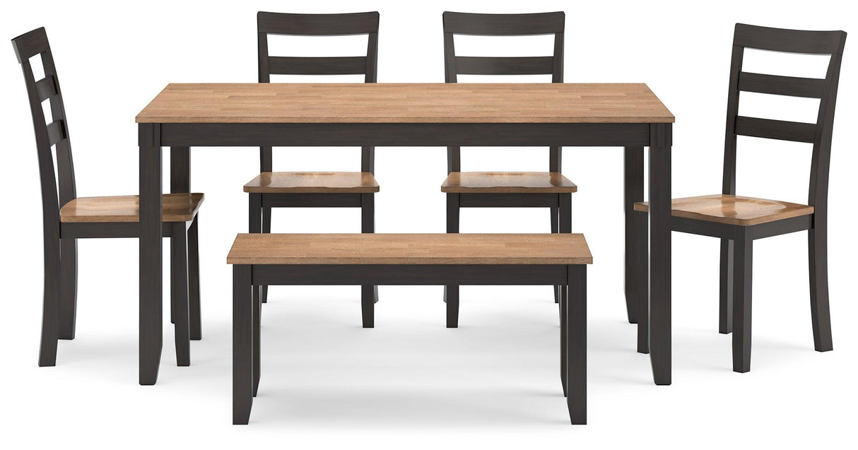 Gesthaven Natural/Brown Dining Table with 4 Chairs and Bench by Ashley at Eve Furniture