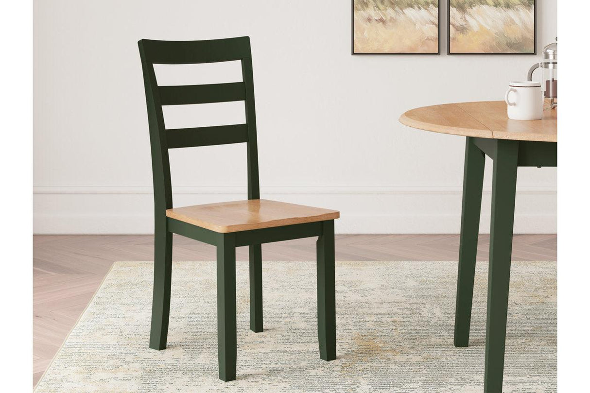 Gesthaven Natural/Green Dining Table and 2 Chairs by Ashley at Eve Furniture