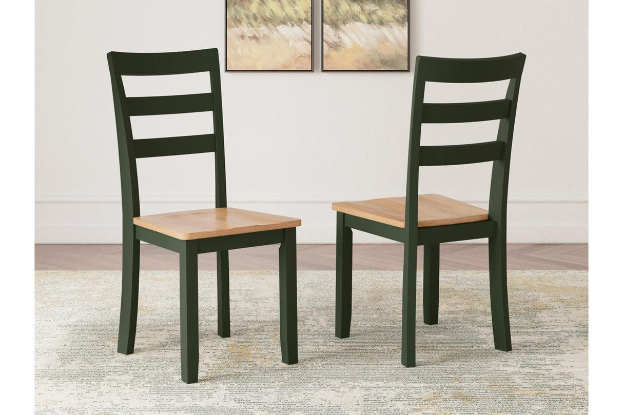 Gesthaven Natural/Green Dining Table and 2 Chairs by Ashley at Eve Furniture