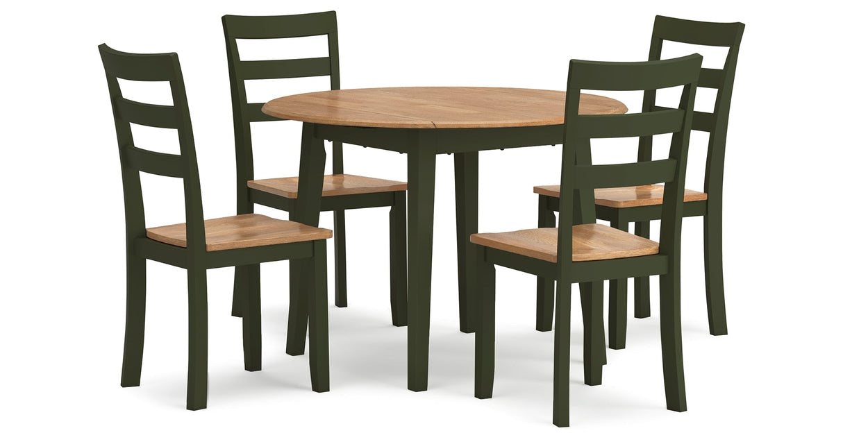 Gesthaven Natural/Green Dining Table and 4 Chairs by Ashley at Eve Furniture