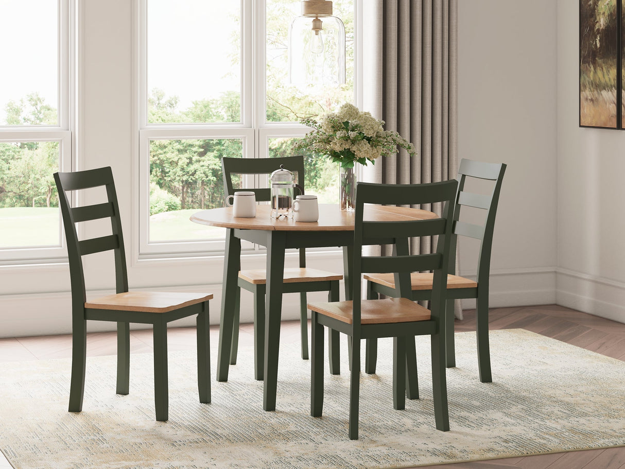 Gesthaven Natural/Green Dining Table and 4 Chairs by Ashley at Eve Furniture