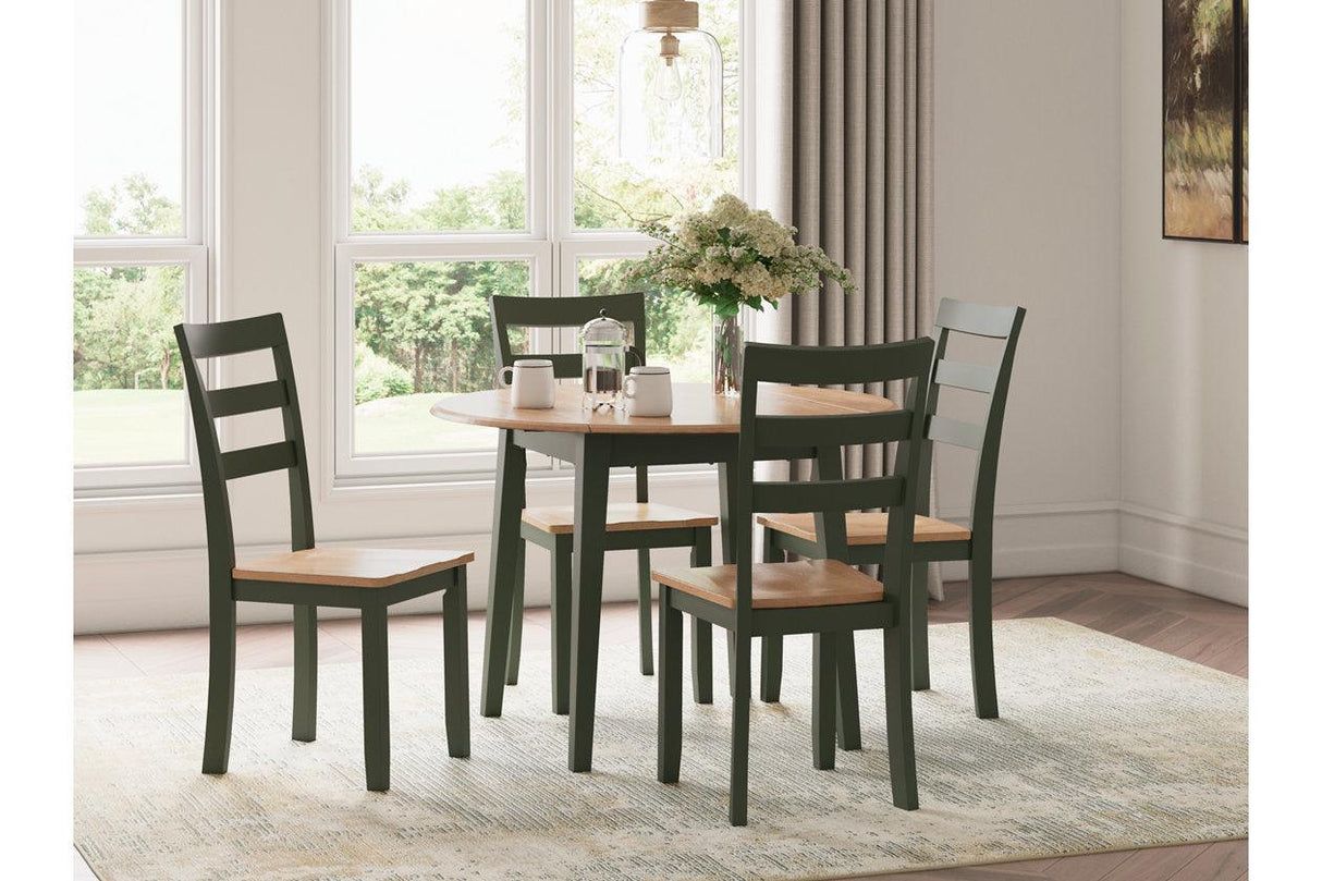 Gesthaven Natural/Green Dining Table and 4 Chairs by Ashley at Eve Furniture