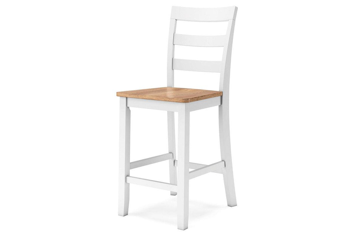 Gesthaven Natural/White Counter Height Dining Table and 2 Barstools by Ashley at Eve Furniture