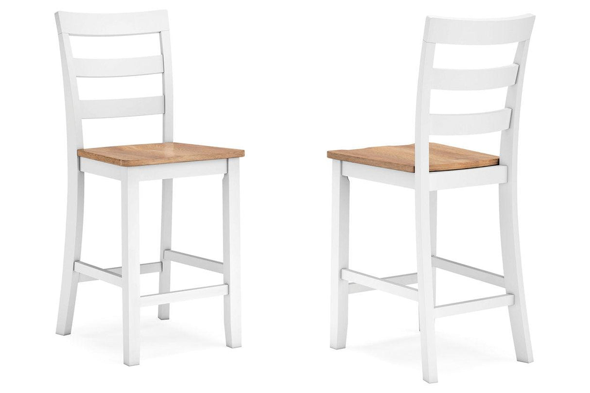 Gesthaven Natural/White Counter Height Dining Table and 2 Barstools by Ashley at Eve Furniture