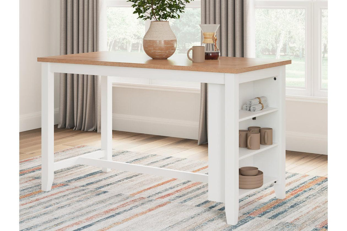 Gesthaven Natural/White Counter Height Dining Table and 2 Barstools by Ashley at Eve Furniture