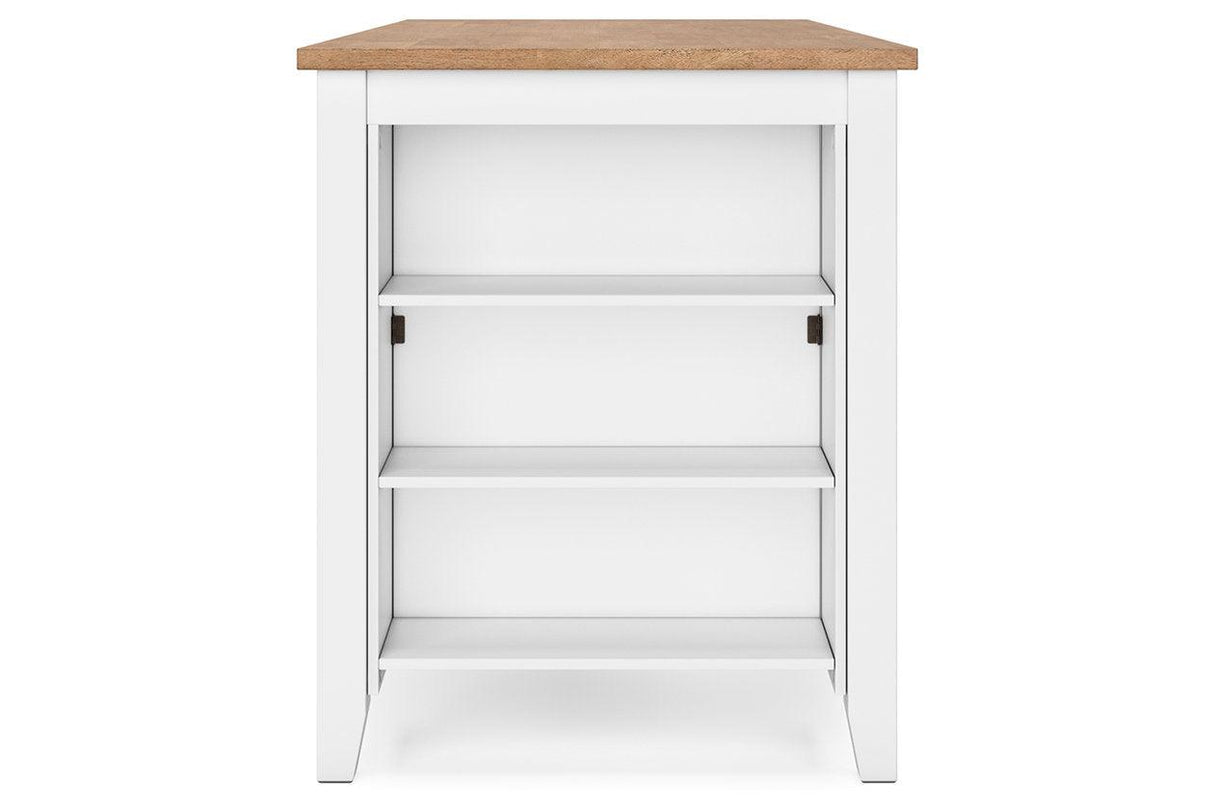 Gesthaven Natural/White Counter Height Dining Table and 2 Barstools by Ashley at Eve Furniture