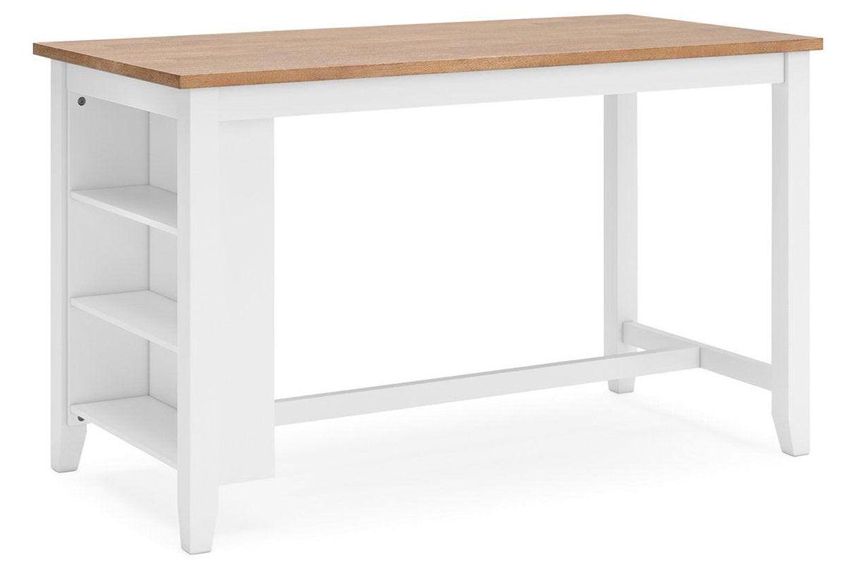 Gesthaven Natural/White Counter Height Dining Table and 4 Barstools by Ashley at Eve Furniture