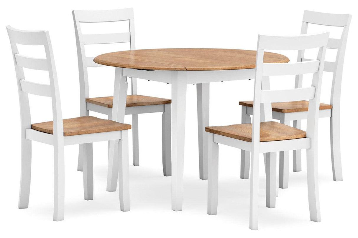 Gesthaven Natural/White Dining Table and 4 Chairs by Ashley at Eve Furniture