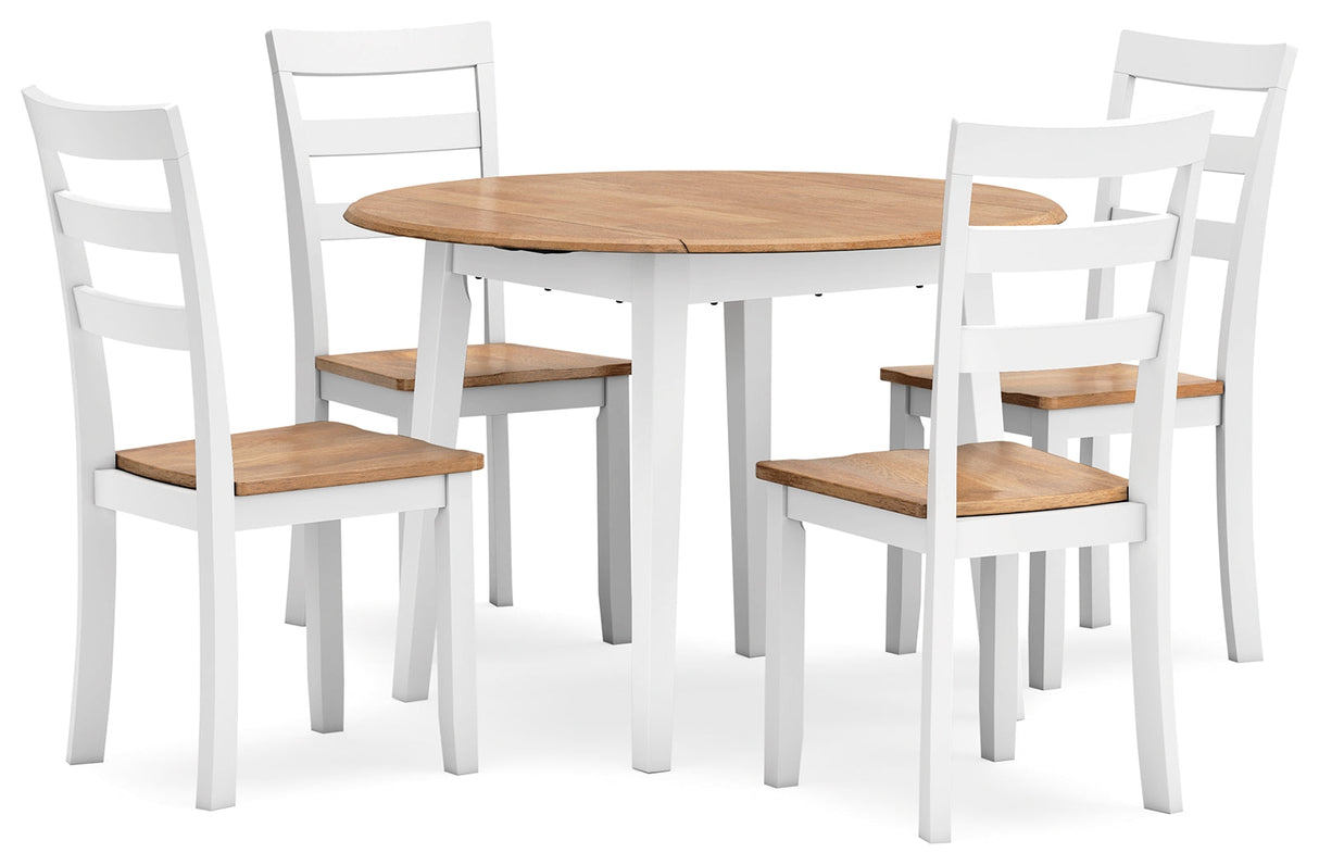 Gesthaven Natural/White Dining Table and 4 Chairs by Ashley at Eve Furniture