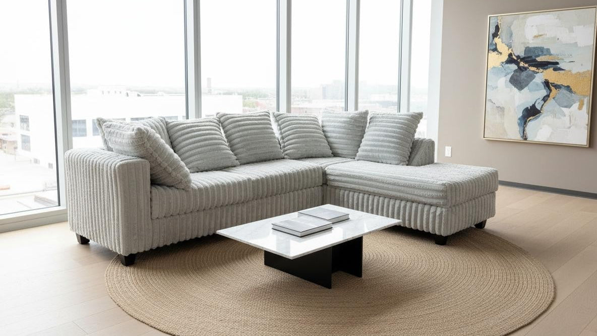 Gia Silver Arm Facing (RAF) Sectional by New Era Innovations at Eve Furniture