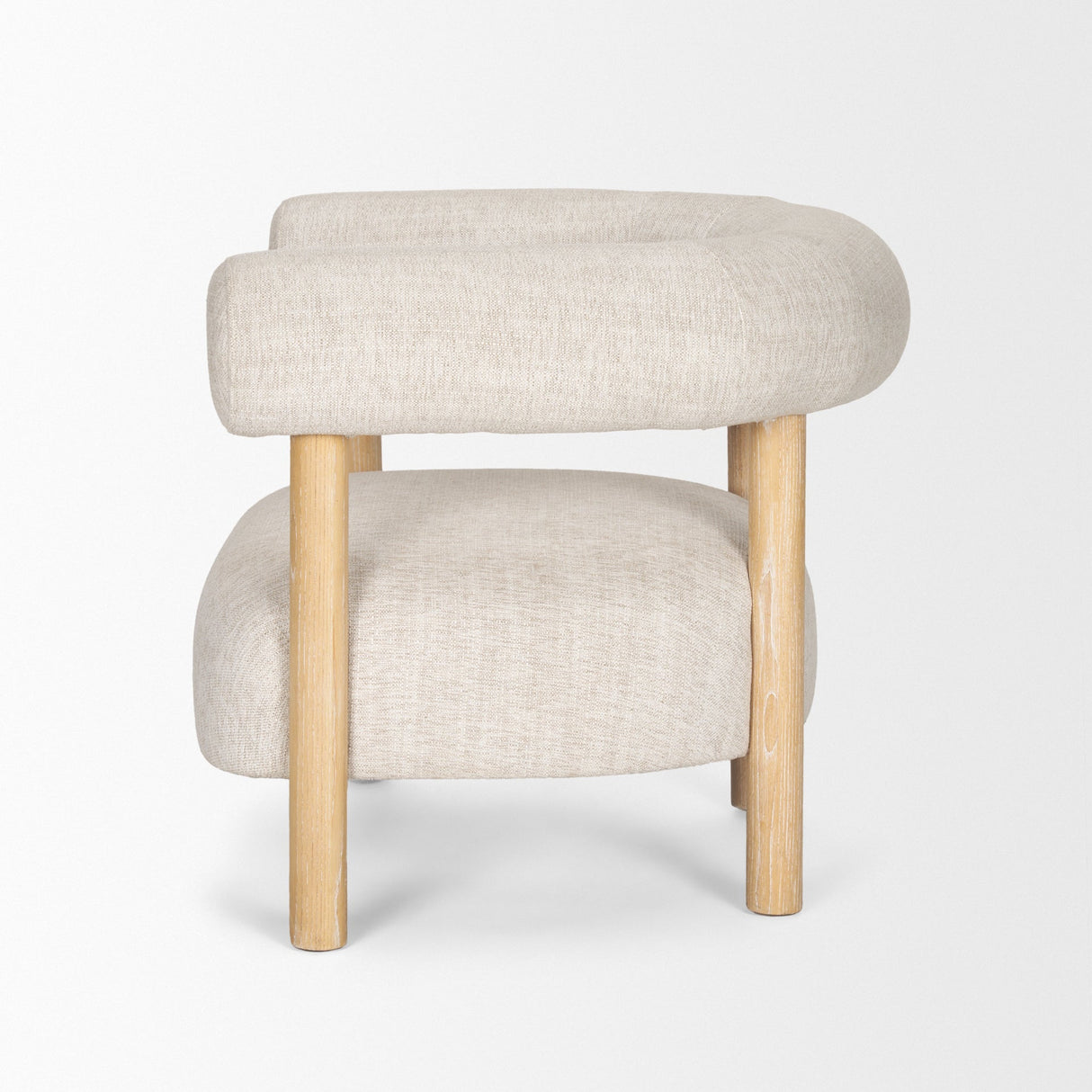 Gianna Open Back Light Brown Wood w/ Oatmeal Fabric Accent Chair by Mercana at Eve Furniture