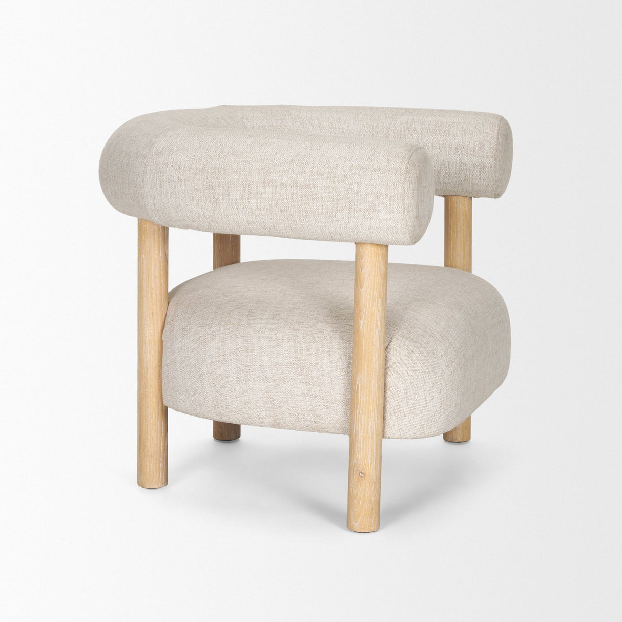 Gianna Open Back Light Brown Wood w/ Oatmeal Fabric Accent Chair by Mercana at Eve Furniture