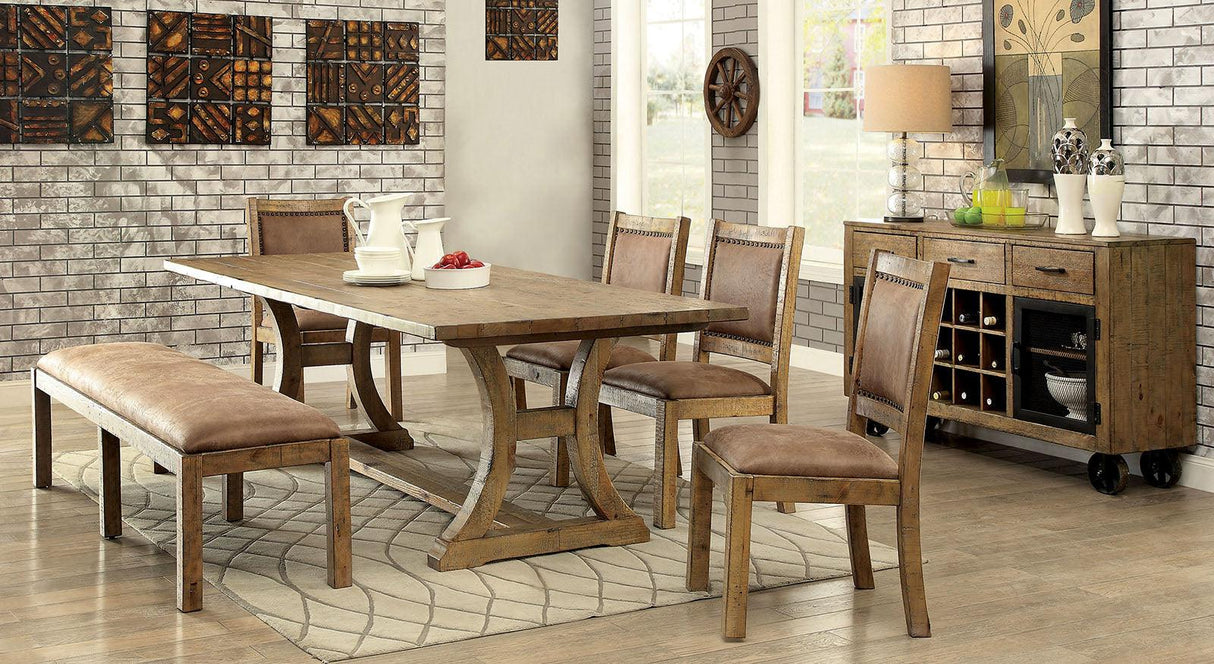 Gianna Rustic Oak/Brown 96" Dining Table by Furniture of America at Eve Furniture