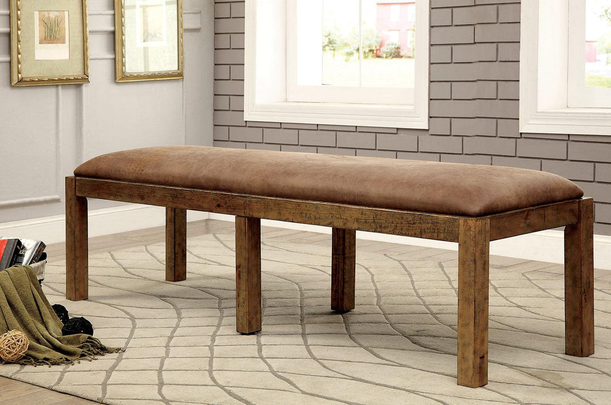 Gianna Rustic Oak Wooden Bench by Furniture of America at Eve Furniture