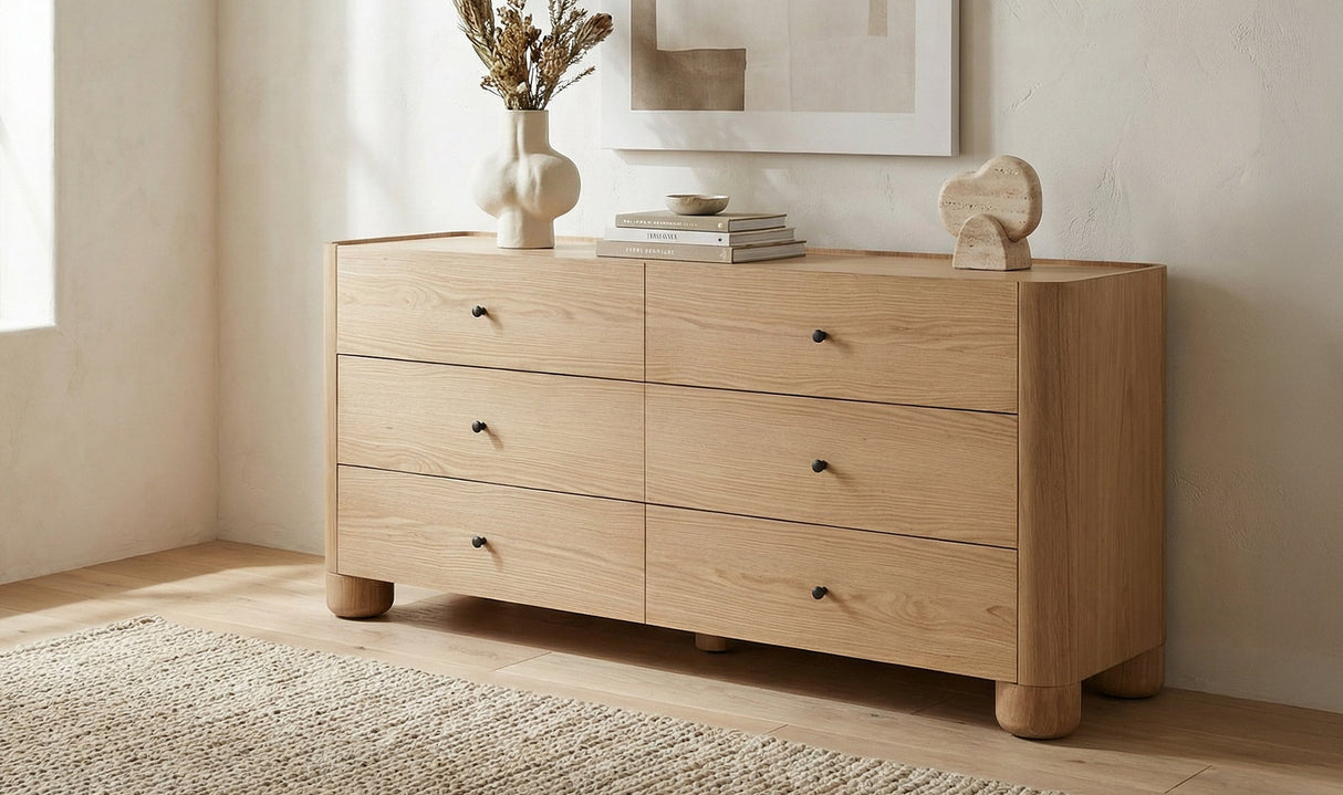 Gibson 6 Drawer Dresser Natural by Moe's Home at Eve Furniture