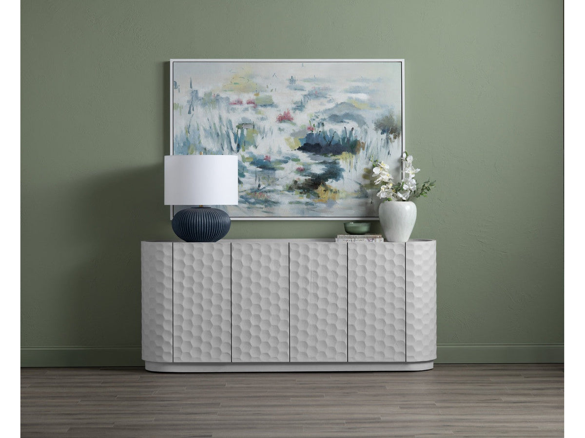 Gibson White Four-Door Sideboard by Crestview at Eve Furniture